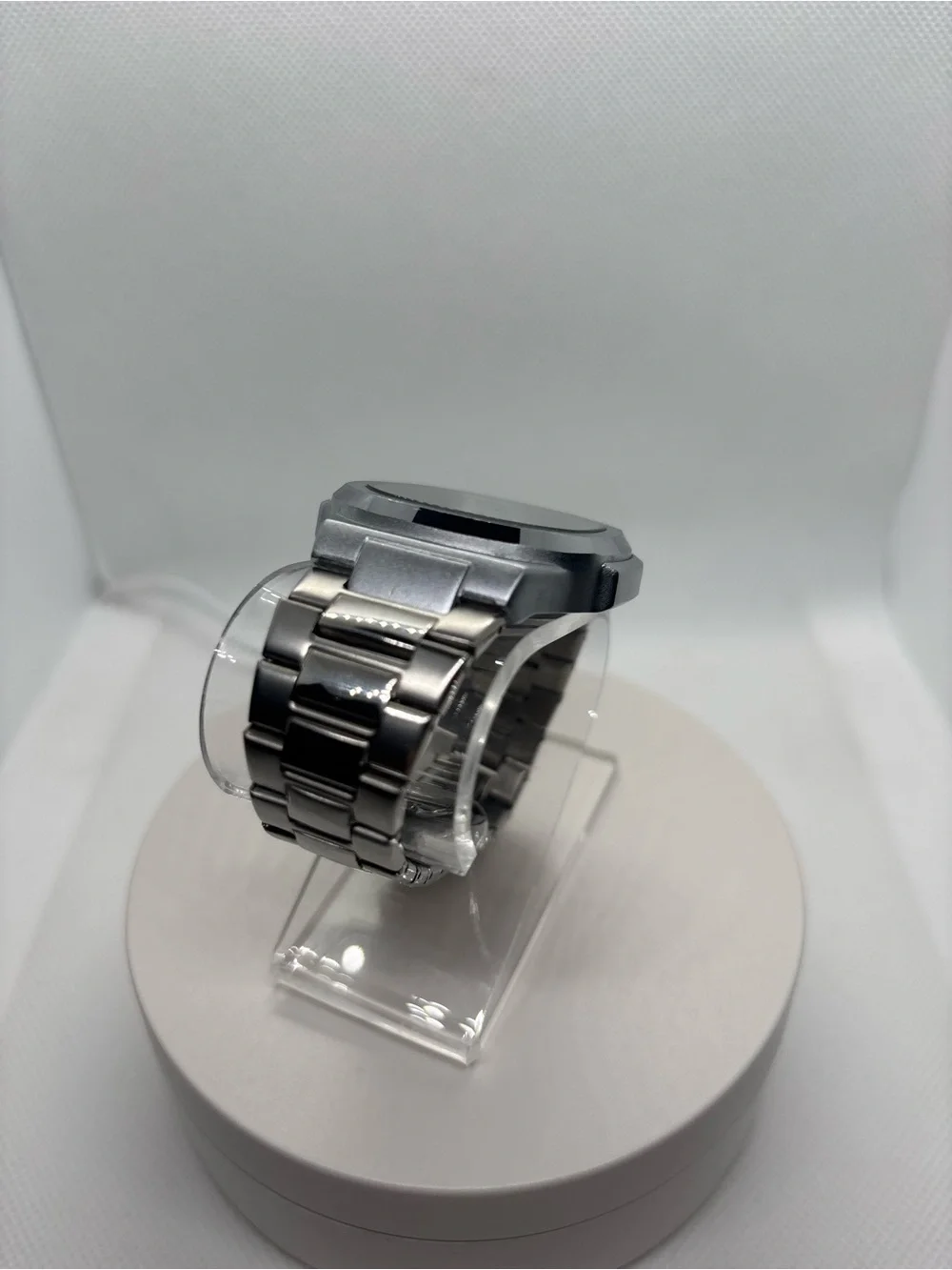 Silver Stainless Steel Men's Watch with Black Dial